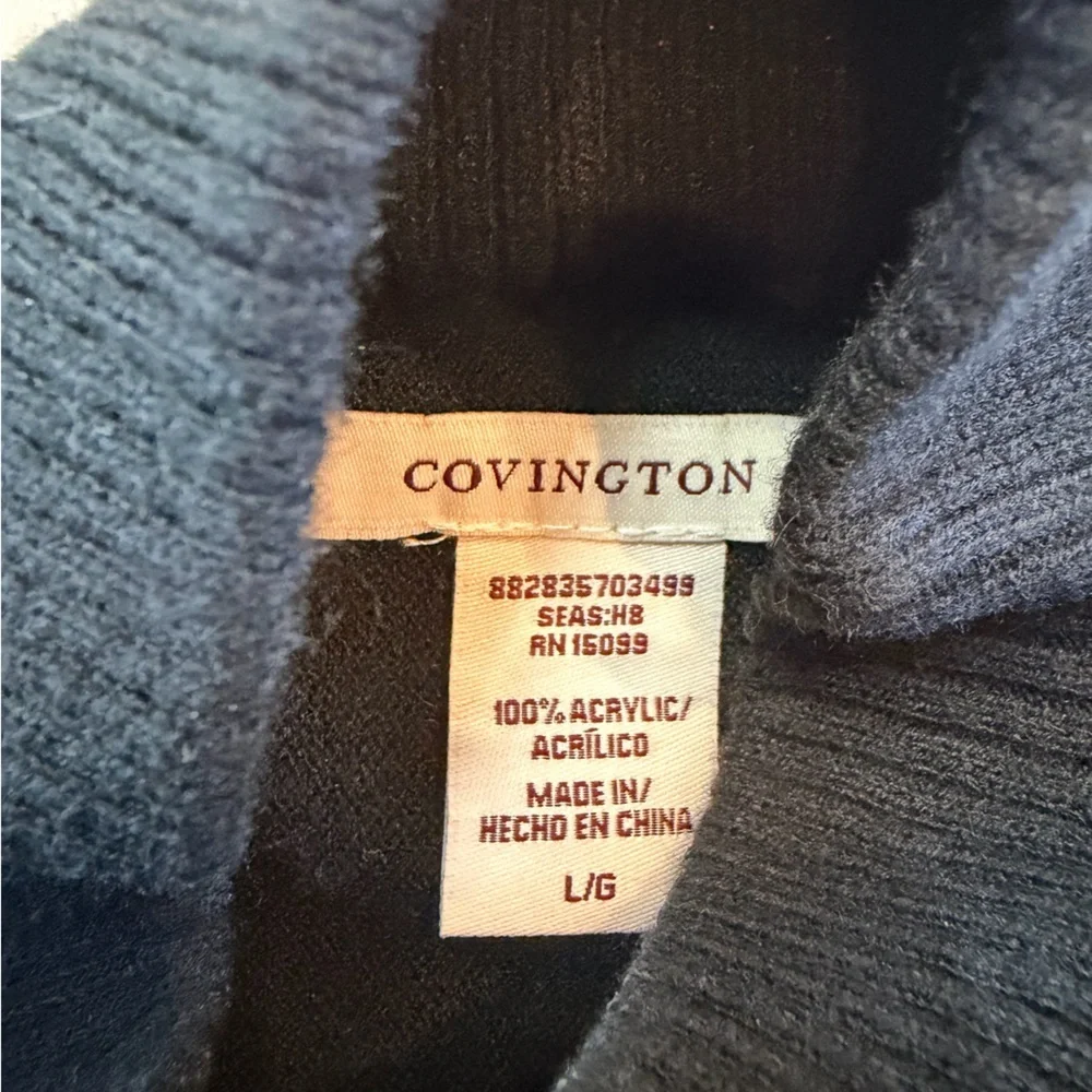Covington Black Gray Colorblock Mock Neck Sweater Women’s L Knit Pullover